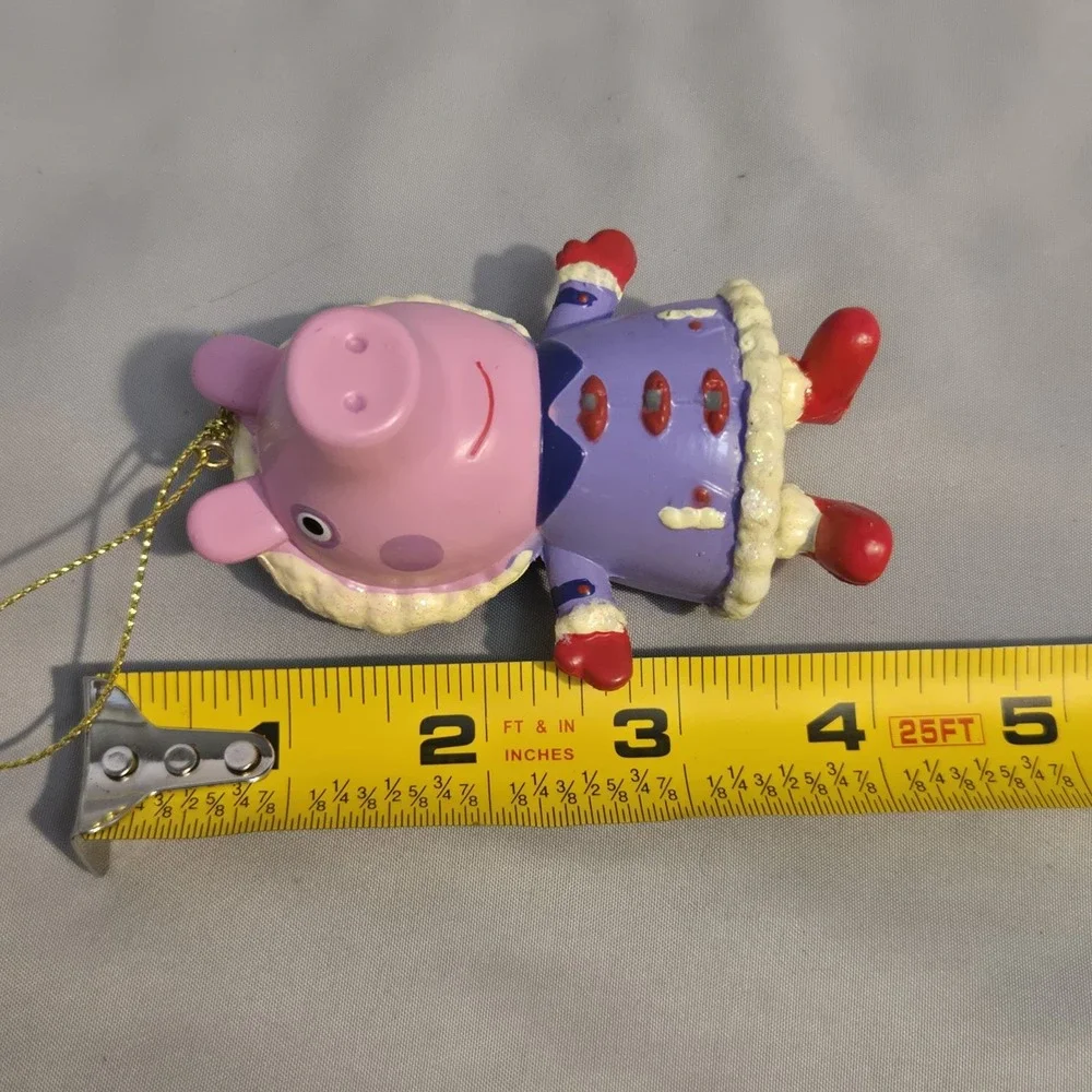 VINTAGE Peppa Pig Christmas Ornament ABD Ent One UK Purple Winter Coat RARE 2003